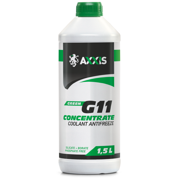 Зображення товару Антифриз <AXXIS> GREEN концентрат G11 (-80C) зелений (Каністра 1,5л) (AXXIS)
