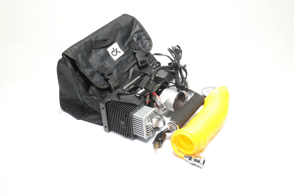 Зображення товару Компресор, 12V, 10Атм, 60л/хв, 2 -х поршневий, клеми, шланг 5м. < ДК> (Дорожня карта)